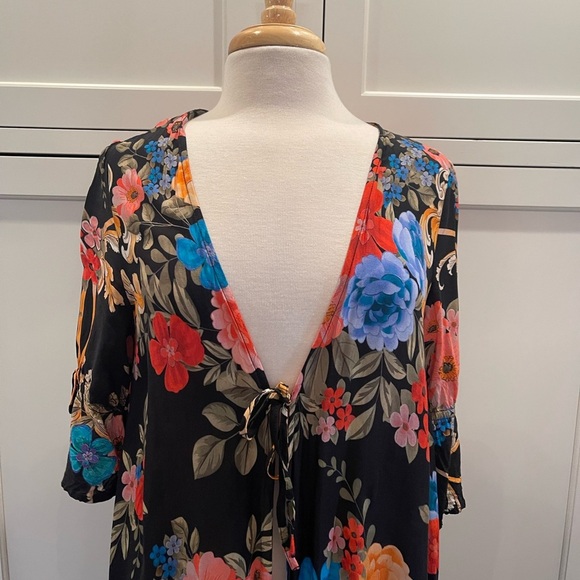 Johnny Was Black Floral Swim Coverup - Picture 3 of 7